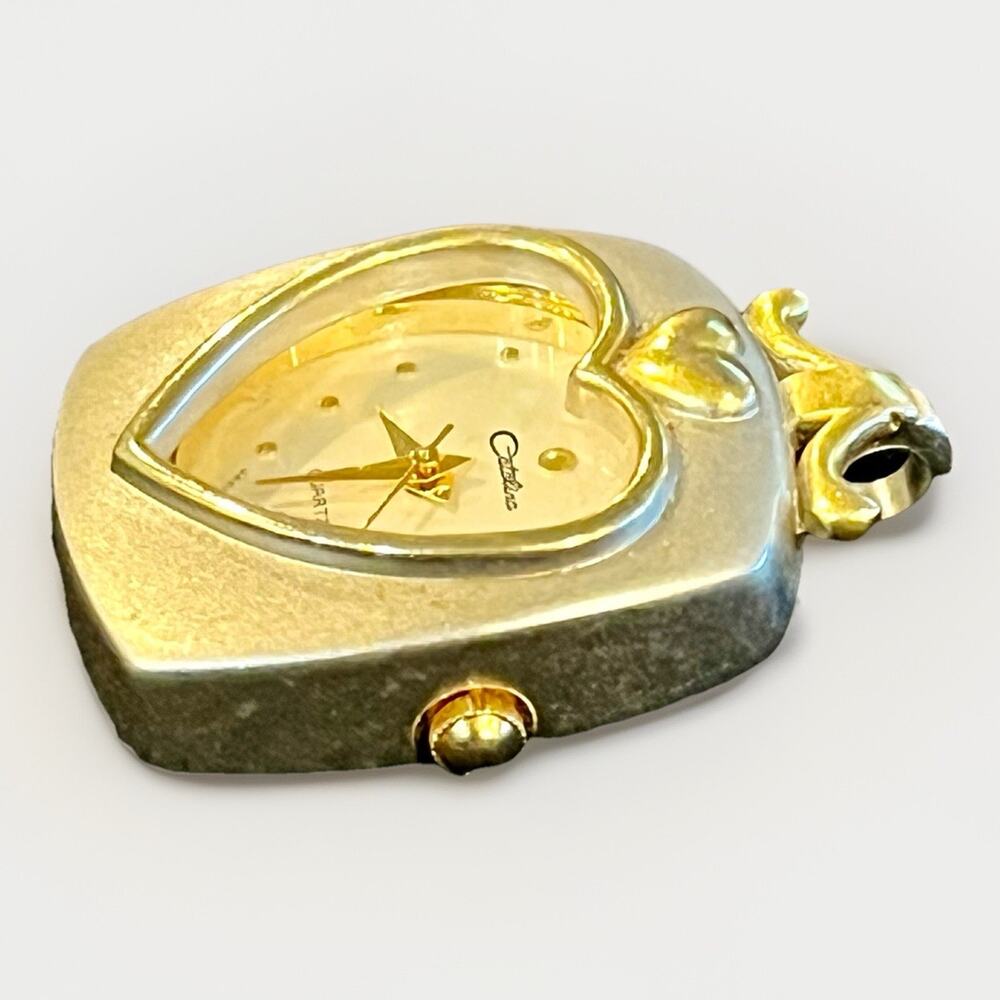 Catalina Watch Pendant Necklace CT016 Silver Tone Chain and Case Gold Accents - Picture 4 of 7